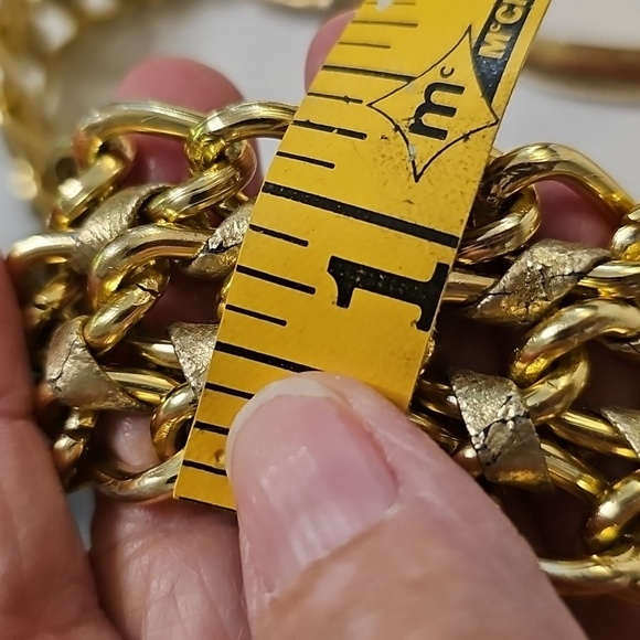 Fab Gold Chain Belt with Buckle. Metal and Leather. Very Good Used Condion. Smal - Picture 8 of 8